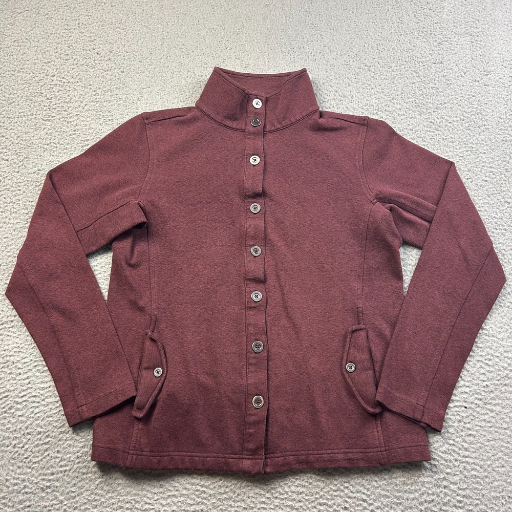 Duluth Women Burgundy Wearwithall Ponte Knit Jacket Button Up Utility Cardigan M